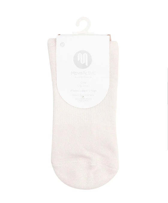 Active Stores - MOVEACTIVE CREW NON SLIP GRIP SOCKS - RIBBED SPORTY STRIPE BLUSH - MOVEACTIVE