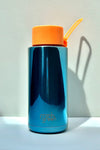 Active Stores - Frankgreen - 34 Oz Ceramic Reusable Bottle Metalic Blue and Neon Orange Lid - Frankgreen